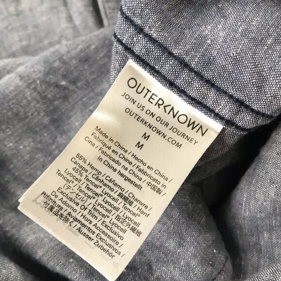 Outerknown M short sleeve button down hemp shirt sustainable lightweight - Picture 3 of 9